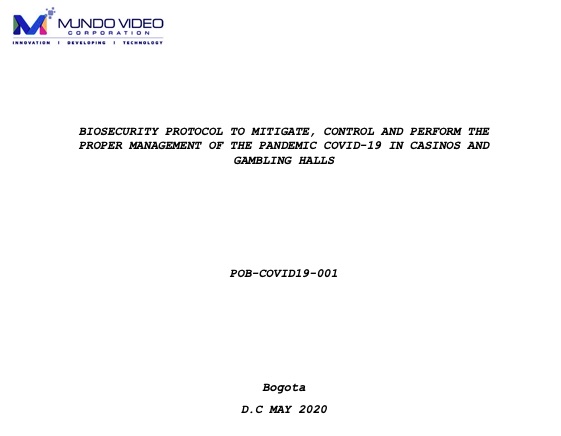 COVID-19 biosecurity protocol for casinos Mundo Video Corp filed it to Coljuegos