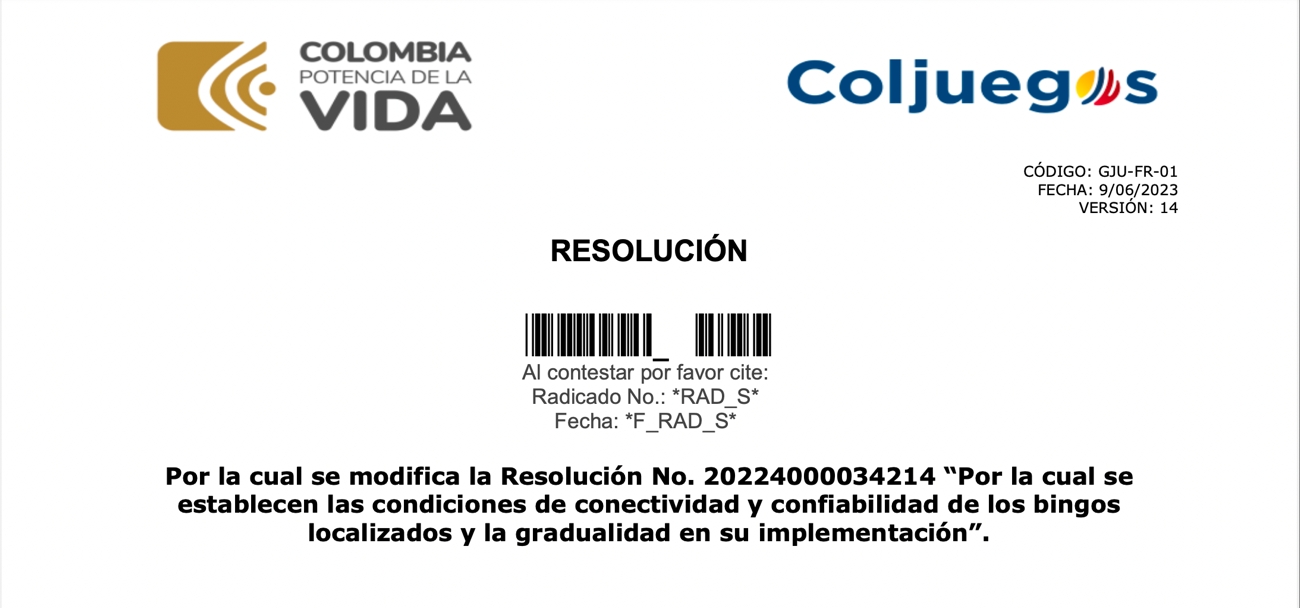 Coljuegos publica proyecto para modificar conexión de bingos en Colombia