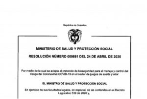 Lotto and Chance Ministry of Health and Social Protection publishes resolution to adopt biosafety protocol