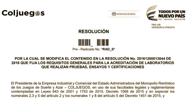 Coljuegos and Gaming labs changes their work conditions