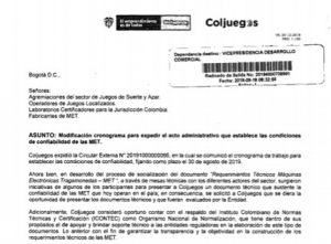 Coljuegos gives a pause to the Casino Machines homologation process
