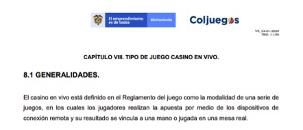 Coljuegos in the path to approve Live Casino in Colombia