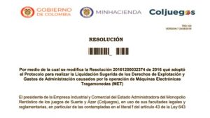 Coljuegos: Project that seeks to modify the suggested exploitation rights payment