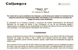 Coljuegos: starts new inventory procedures