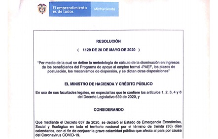 Colombian Government supporting national enterprise including Casinos, with unemployment bonus