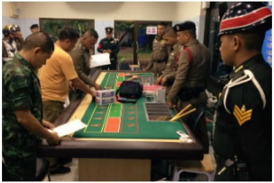 A massive joint operation of the police in Phuket and the Royal Thai Army has failed spectacularly as officers were conducting a raid on an illegal gambling den.