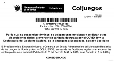 Ahora si es oficial, los contratos se pueden suspender Coljuegos