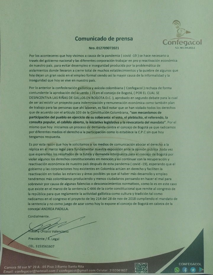 Asociaciones demandan reglamentación para peleas de Gallos