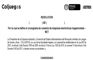 Coljuegos a la espera de comentarios sobre borrador de ResoluciÃ³n Online