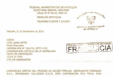 Coljuegos debe asistir a audiencia en Medellín en Proceso de acción Popular este 31 de enero de 2017