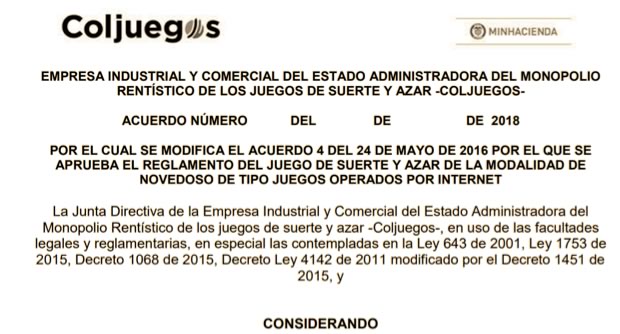 Coljuegos estará recibiendo comentarios sobre juego online