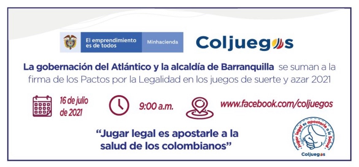 Coljuegos firmara pacto por la legalidad en Barranquilla