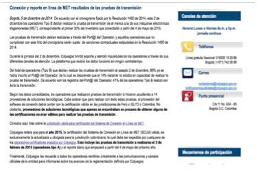 Coljuegos Informa sobre conexión Online