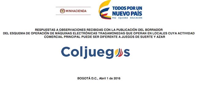 Coljuegos, Proyecto de operar Máquinas Tragamonedas en sitios diferentes a Casinos o locales pasa por segunda revisión