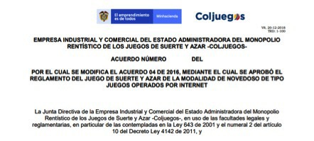 Coljuegos publica respuestas a comentarios de Juegos por Internet