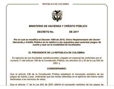 Concepto Previo a un paso de ser Modificado el procedimiento, Coljuegos