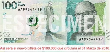 Hoy nace el billete de $100,000 COPÂ´s