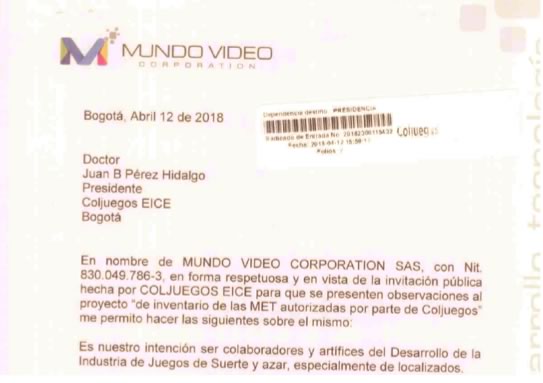 Mundo Video Corp radica comentarios sobre el inventario de MET´s