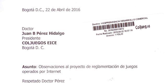 Mundo Video Corp radica documento con observaciones a Coljuegos