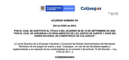 Nuevo borrador de Coljuegos para Loto en Linea
