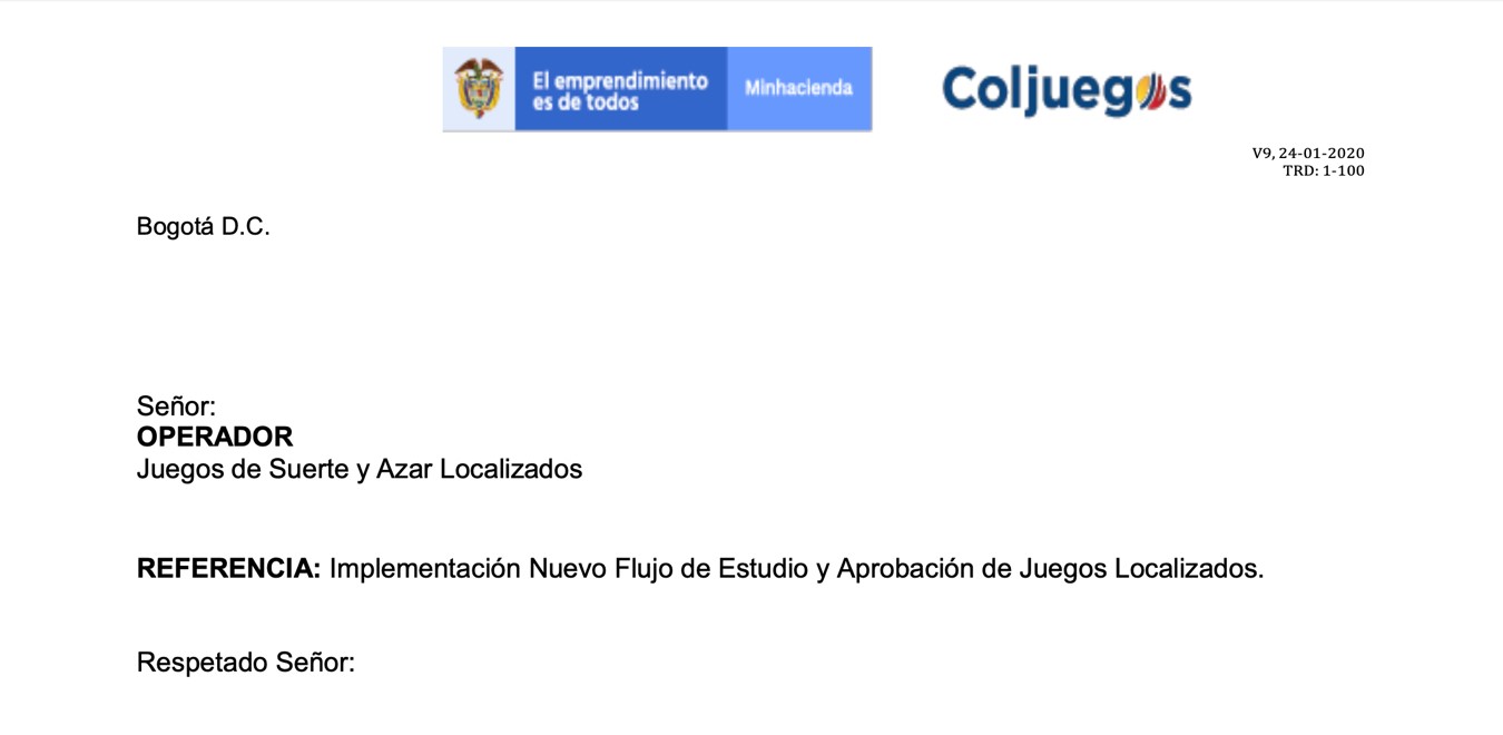 Nuevo proceso de Estudio y Aprobación de Juegos Localizados en Coljuegos