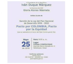 Plan de desarrollo(PND) este Domingo se firma