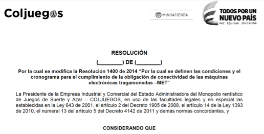 PROYECTO de modificaciÃ³n a la ResoluciÃ³n 1400 de implementaciÃ³n del sistema online