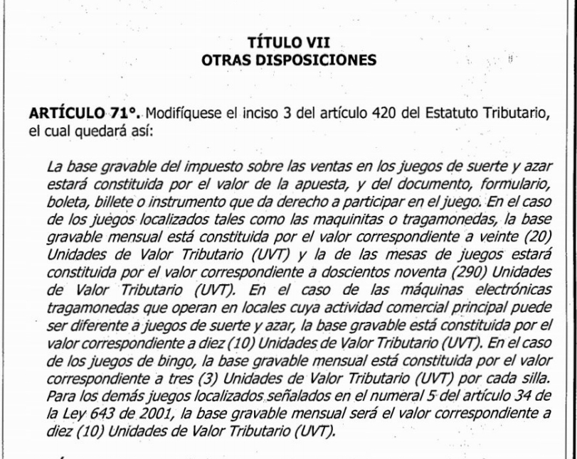 Reforma tributaria, Maquinas de tienda pagaran sobre 10UVTÂ´s