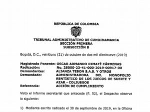 Tribunal admite demanda en contra de Coljuegos por no aplicar el PND
