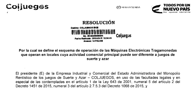 Ya es un hecho: vuelven las máquinas de ruta a las tiendas, Coljuegos