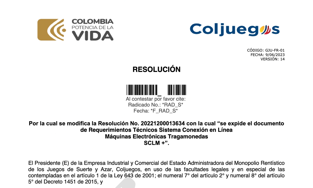 Coljuegos escucha y amplÃ­a plazo para SCLM+