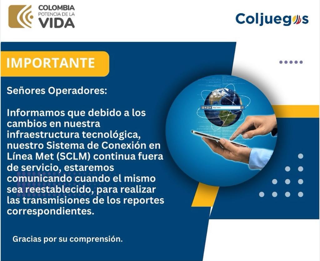 Coljuegos, reportes del SCLM aún no los está recibiendo.