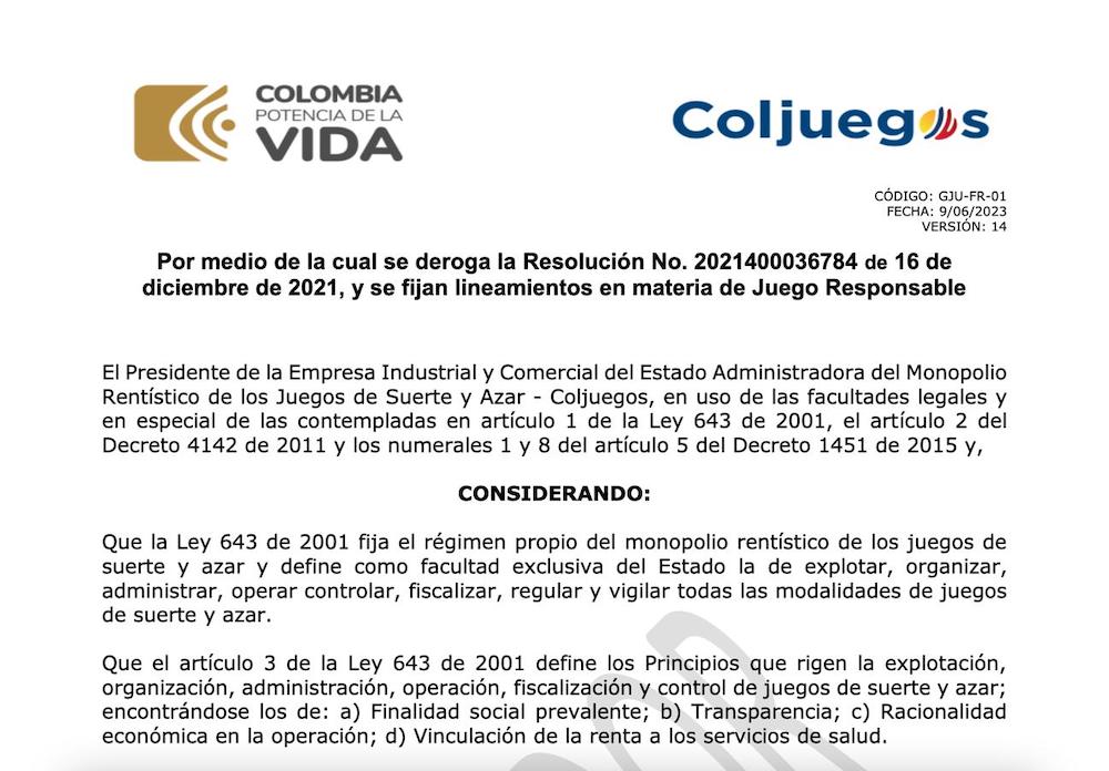 Coljuegos publica borrador del programa Juego Responsable 