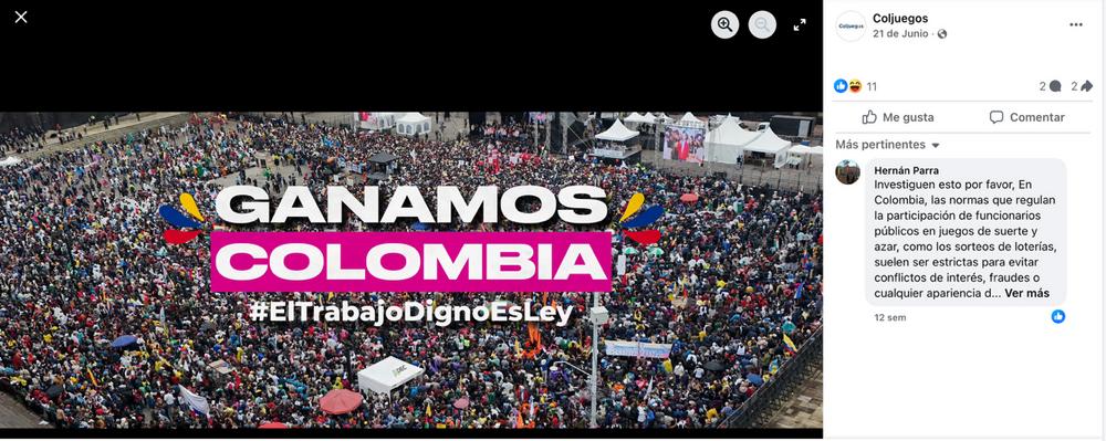 Solicitan investigar a Coljuegos y otras entidades del estado por presunta difusión de propaganda política en redes oficiales