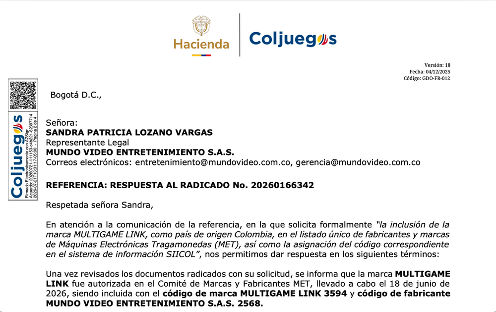 Del RIC al listado MET: Mundo Video® fortalece su respaldo regulatorio con MultigameLINK®