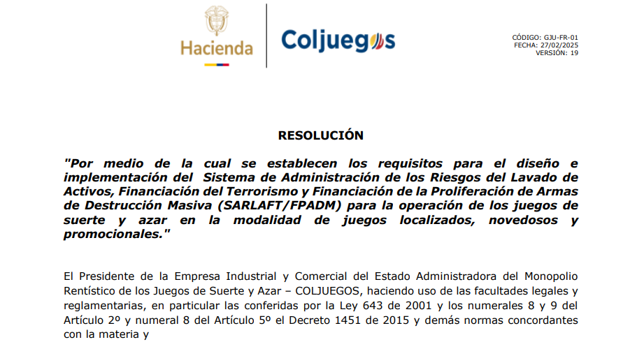 Coljuegos endurece SARLAFT y pone concesiones bajo riesgo